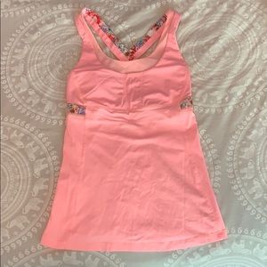 Pink floral lululemon tank top